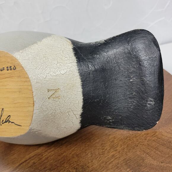 Vintage Signed Wood Carved Peabody Hotel Drake Mallard Duck Decoy Glass Eyes - Picture 9 of 16